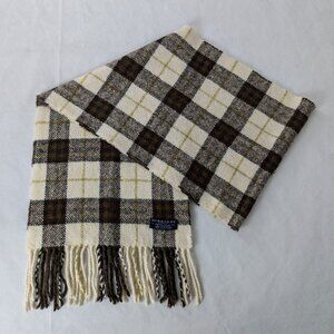 BURBERRY London Classic Nova Check Knit Wool Fringe Neck Warmer White SCARF